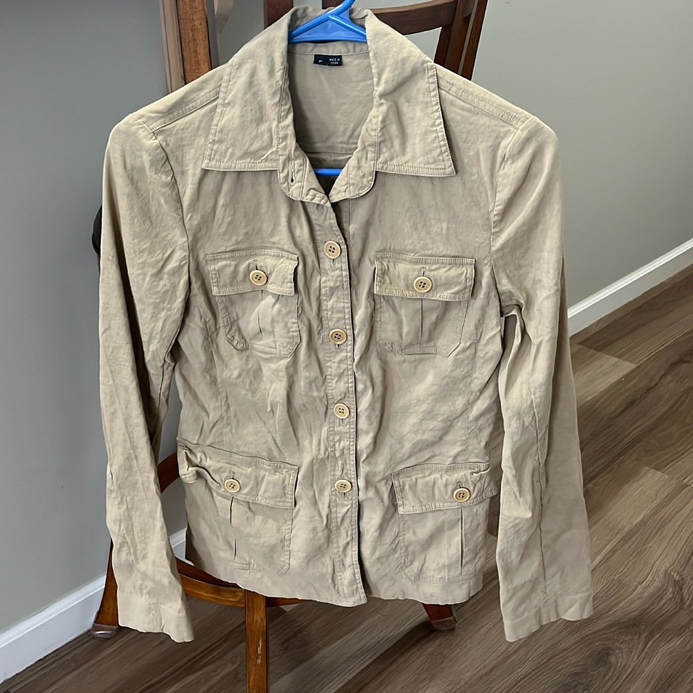 Theory tan button up jacket